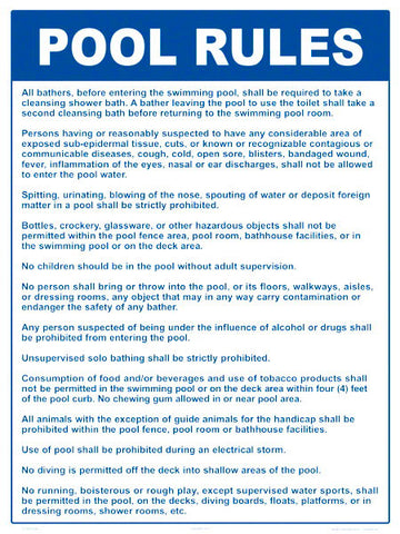 Missouri and South Dakota Pool Rules Sign - 18 x 24 Inches on Heavy-Duty Aluminum