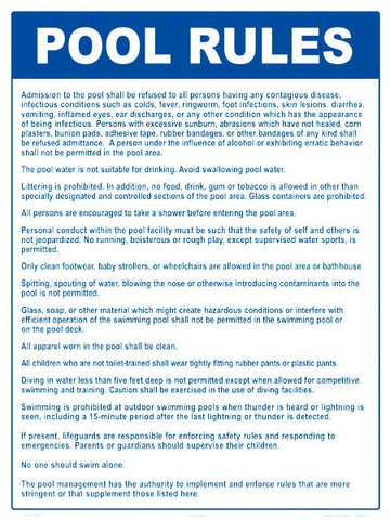 Illinois Pool Rules Sign - 18 x 24 Inches on Heavy-Duty Aluminum