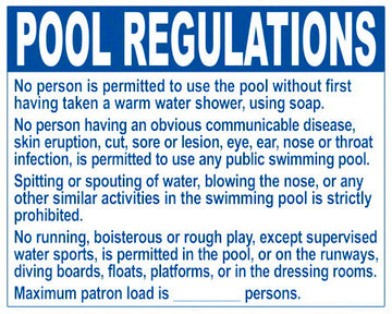 Nebraska Pool Rules Sign - 30 x 24 Inches on Styrene Plastic (Customize or Leave Blank)