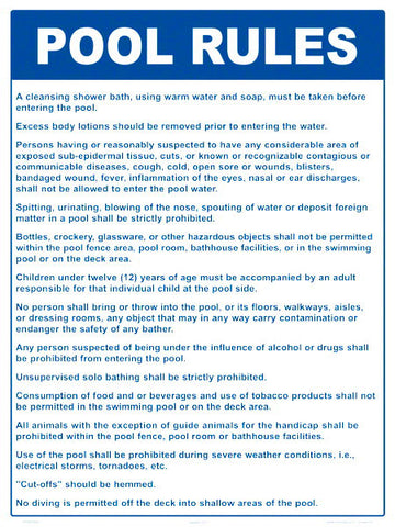 Oklahoma Pool Rules Sign - 18 x 24 Inches on Heavy-Duty Aluminum