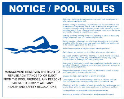 Pool Rules Style B Sign - 30 x 24 Inches on Heavy-Duty Aluminum