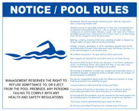 Pool Rules Style B Sign - 30 x 24 Inches on Styrene Plastic