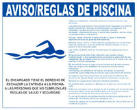 Pool Rules Style B Sign in Spanish - 30 x 24 Inches on Heavy-Duty Aluminum