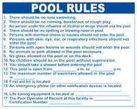 South Carolina Pool Rules Sign - 30 x 24 Inches on Heavy-Duty Aluminum (Customize or Leave Blank)