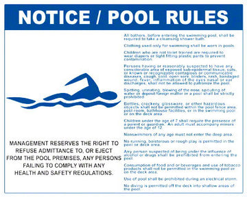Arkansas Pool Rules With Graphic Sign - 30 x 24 Inches on Styrene Plastic
