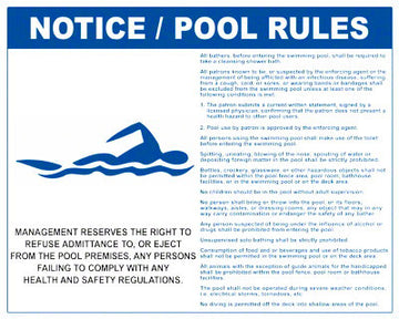California Pool Rules With Graphic Sign - 30 x 24 Inches on Styrene Plastic