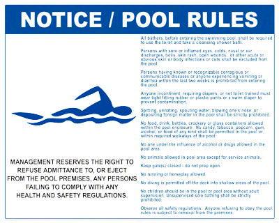 Arizona Pool Rules With Graphic Sign - 30 x 24 Inches on Styrene Plastic