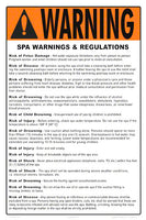 Hawaii Spa Warnings and Regulations Sign - 12 x 18 Inches on Styrene Plastic