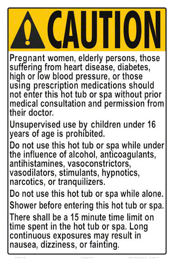 New Jersey Spa Rules Caution Sign - 12 x 18 Inches on Heavy-Duty Aluminum