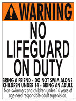 Oregon No Lifeguard Warning Sign (14 Years and Under) - 18 x 24 Inches on Styrene Plastic
