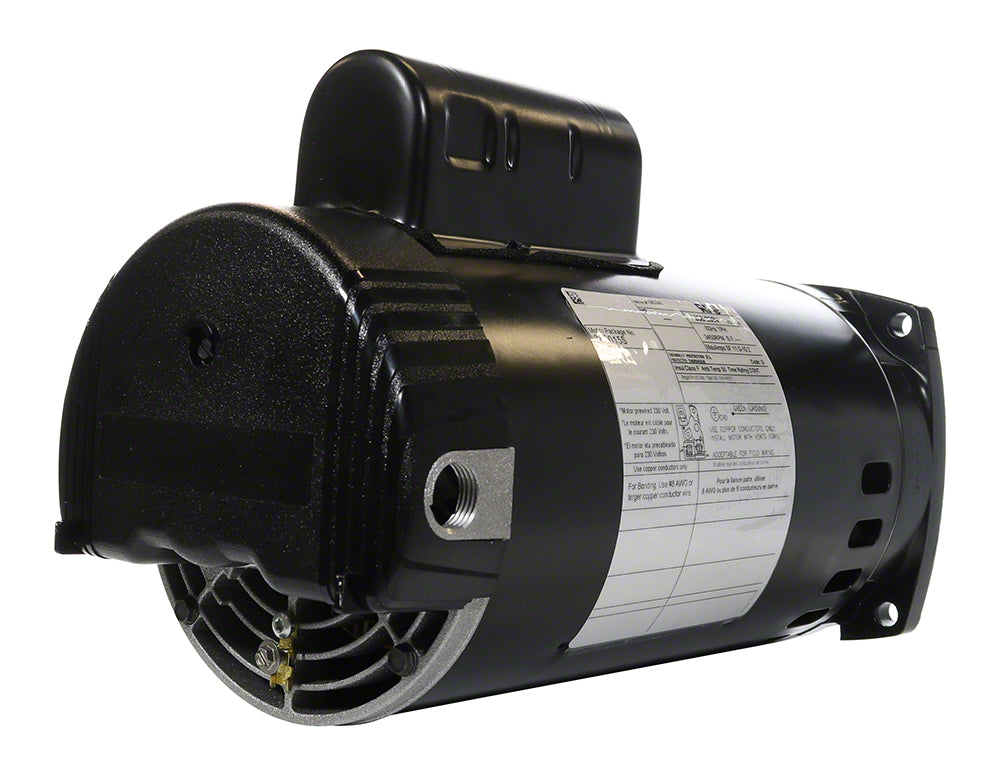 2 HP Pump Motor Square Flange - 1-Speed 1-Phase 208-230 Volts 60 Hz - Energy Efficient - Black