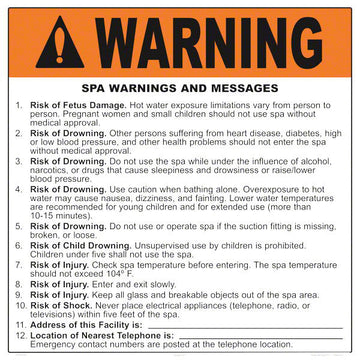 Georgia Spa Warnings and Messages Sign - 24 x 24 Inches on Heavy-Duty Aluminum (Customize or Leave Blank)