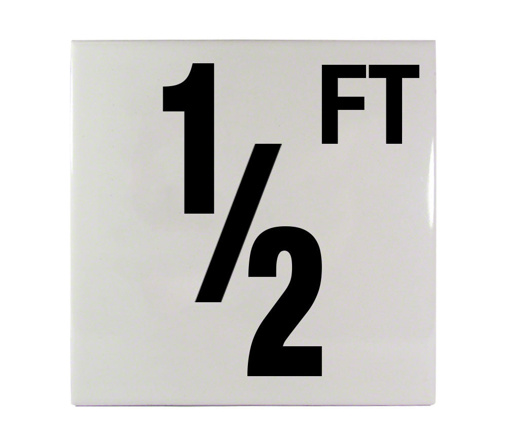 1/2 FT Ceramic Smooth Tile Depth Marker 6 Inch x 6 Inch with 5 Inch Lettering