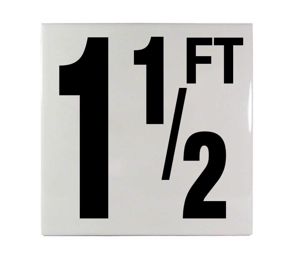 1 1/2 FT Ceramic Smooth Tile Depth Marker 6 Inch x 6 Inch with 5 Inch Lettering
