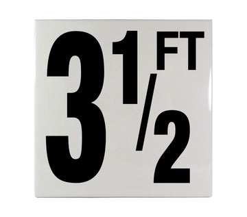 3 1/2 FT Ceramic Smooth Tile Depth Marker 6 Inch x 6 Inch with 5 Inch Lettering