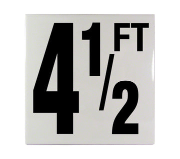 4 1/2 FT Ceramic Smooth Tile Depth Marker 6 Inch x 6 Inch with 5 Inch Lettering
