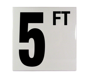 5 FT Ceramic Smooth Tile Depth Marker 6 Inch x 6 Inch with 5 Inch Lettering