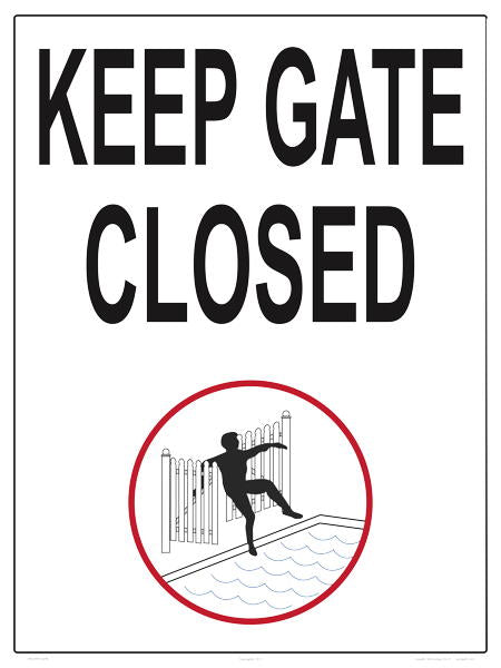 Keep Gate Closed Sign With Graphic - 18 x 24 Inches on Styrene Plastic