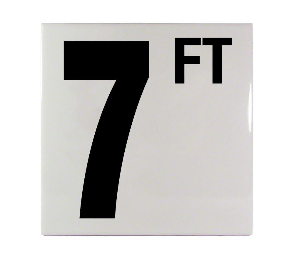 7 FT Ceramic Smooth Tile Depth Marker 6 Inch x 6 Inch with 5 Inch Lettering