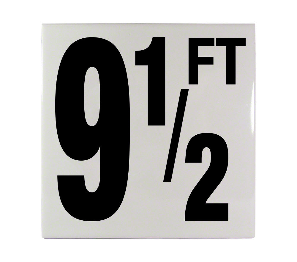 9 1/2 FT Ceramic Smooth Tile Depth Marker 6 Inch x 6 Inch with 5 Inch Lettering