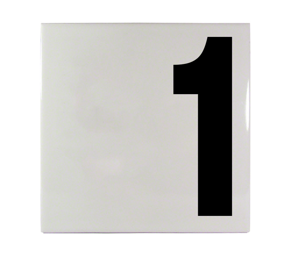 1 Offset Ceramic Smooth Tile Depth Marker 6 Inch x 6 Inch with 5 Inch Lettering