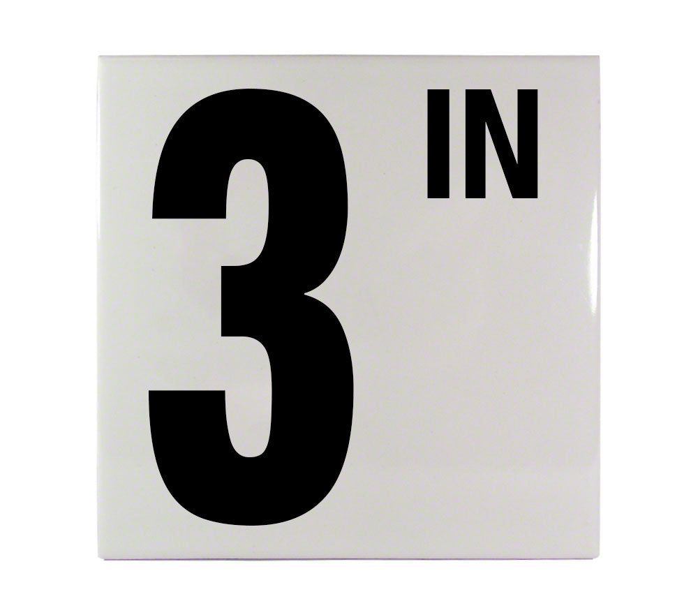 3 IN Ceramic Smooth Tile Depth Marker 6 Inch x 6 Inch with 5 Inch Lettering