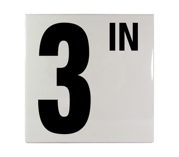 3 IN Ceramic Smooth Tile Depth Marker 6 Inch x 6 Inch with 5 Inch Lettering