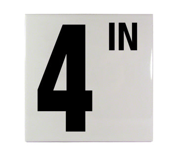 4 IN Ceramic Smooth Tile Depth Marker 6 Inch x 6 Inch with 5 Inch Lettering