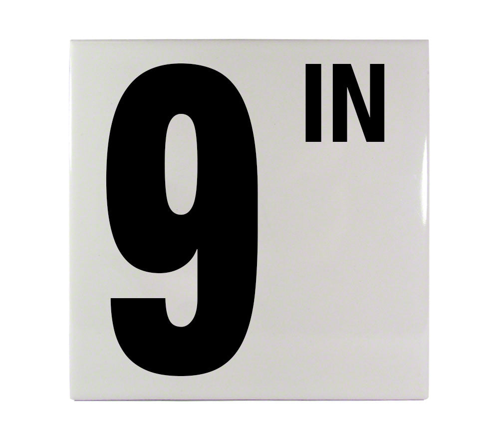 9 IN Ceramic Smooth Tile Depth Marker 6 Inch x 6 Inch with 5 Inch Lettering