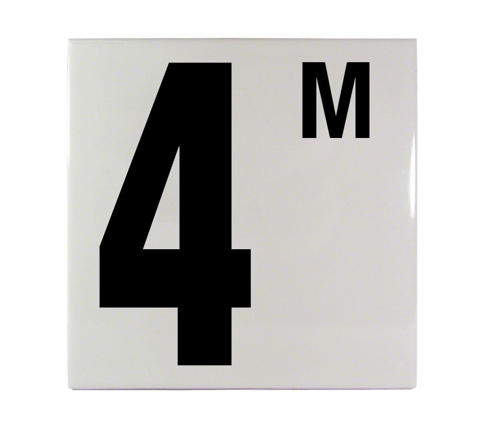 4m Lettering 4M Metric with 5 Inch Letters Ceramic Pool Depth Marker Tile - CC613040