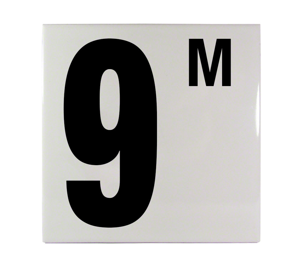 9M Metric with 5 Inch Letters Ceramic Pool Depth Marker Tile - CC613090