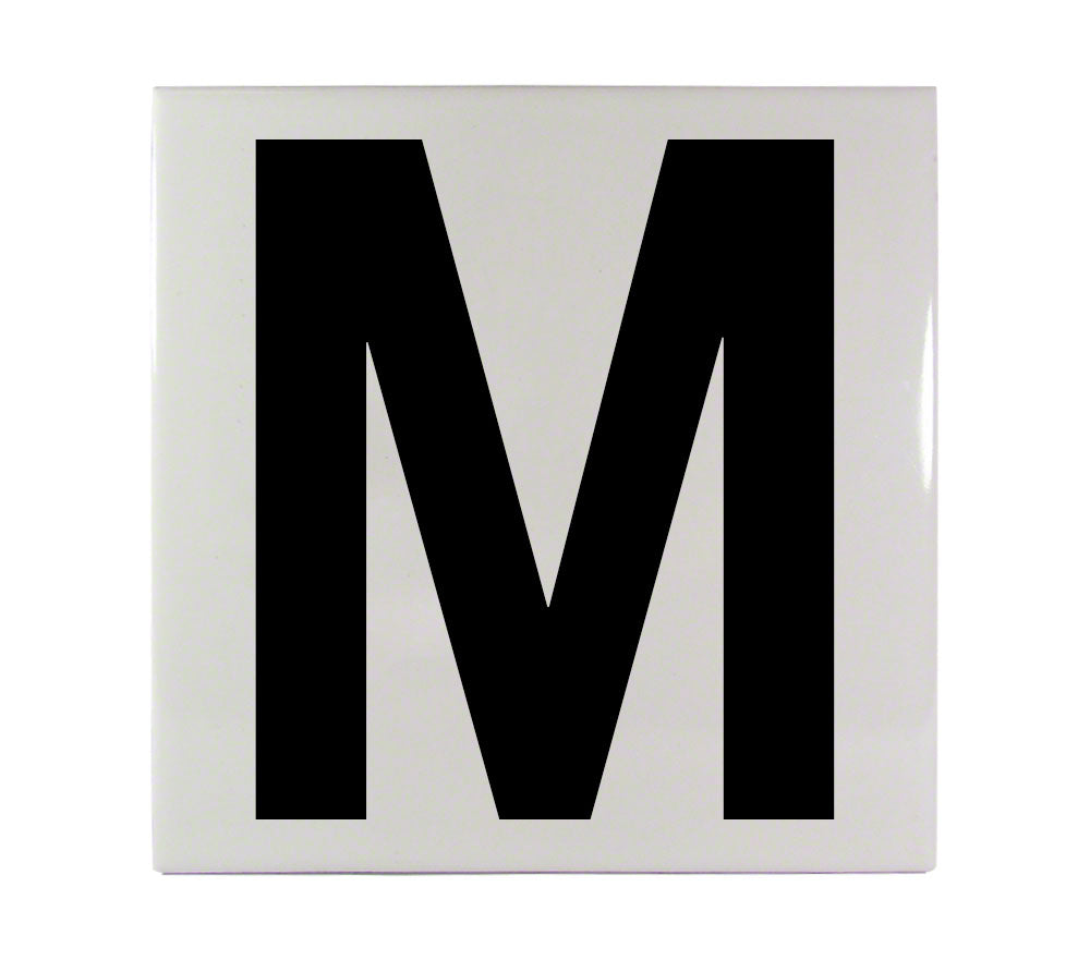 M Message Ceramic Smooth Tile Depth Marker 6 Inch x 6 Inch with 5 Inch Lettering