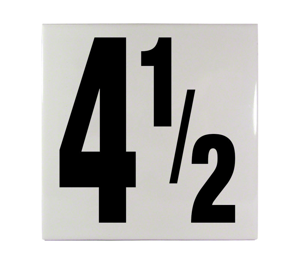 4 1/2 Ceramic Smooth Tile Depth Marker 6 Inch x 6 Inch with 5 Inch Lettering