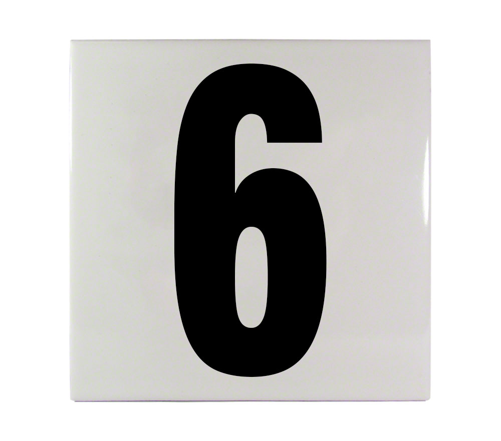 Pool Depth Lettering 6 or 9 with 5 Inch Letters Ceramic Pool Depth Marker Tile - CC611060
