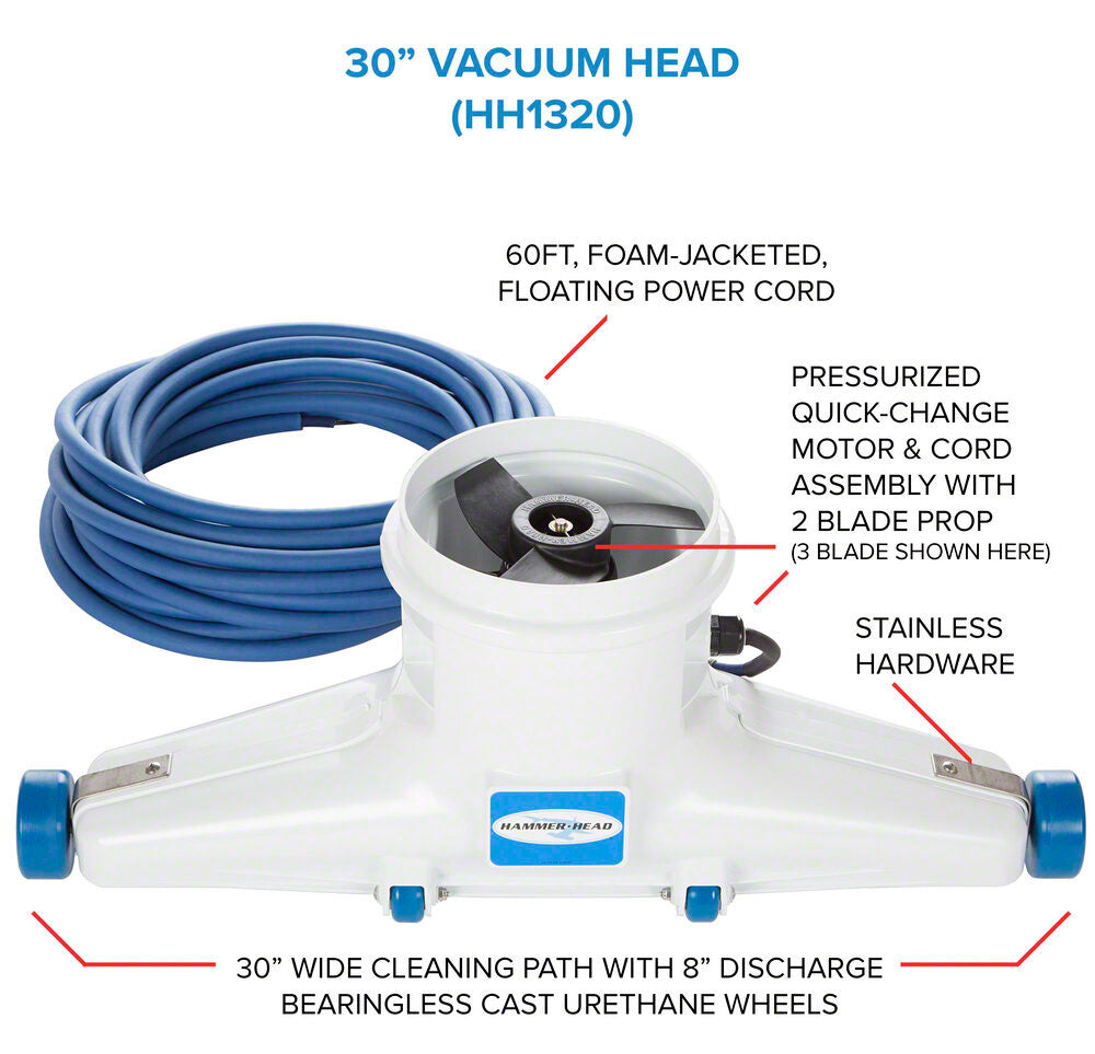 Hammerhead Service Vacuum With 30 Inch Head, 60 Foot Cord, and Truck/Trailer Mount