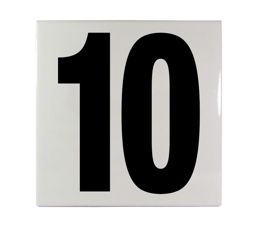 10 Ceramic Smooth Tile Depth Marker 6 Inch x 6 Inch with 5 Inch Lettering