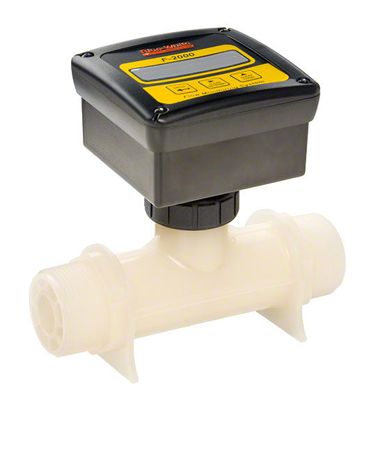 F-2000RTP Digital Paddlewheel Flowmeter - 1-1/2 Inch PVDF Male NPT - Battery 4-40 GPM - Remote Display
