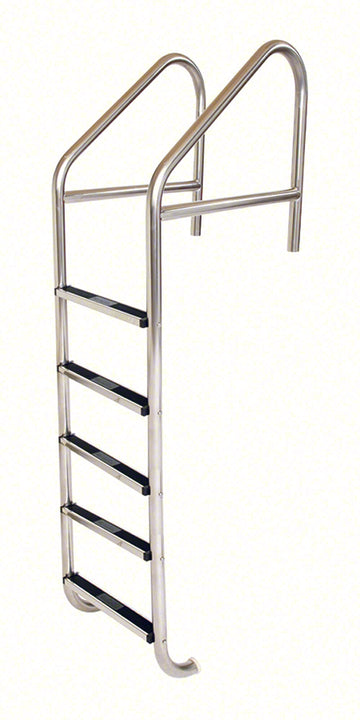 5-Step 23 Inch Wide Standard Cross-Braced Plus Commercial Ladder 1.90 x .145 Inch - Stainless Treads