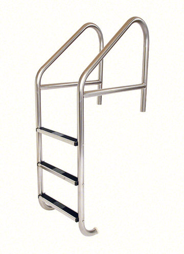 3-Step 23 Inch Wide Standard Cross-Braced Ladder 1.90 x .065 Inch Marine Grade - Stainless Treads