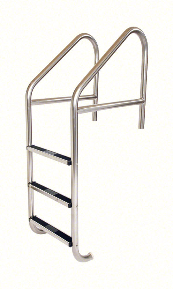 3-Step 23 Inch Wide Standard Cross-Braced Plus Commercial Ladder 1.90 x .145 Inch - Stainless Treads