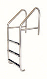 3-Step 35 Inch Wide Standard Cross-Braced Plus Commercial Ladder 1.90 x .065 Inch - Stainless Treads