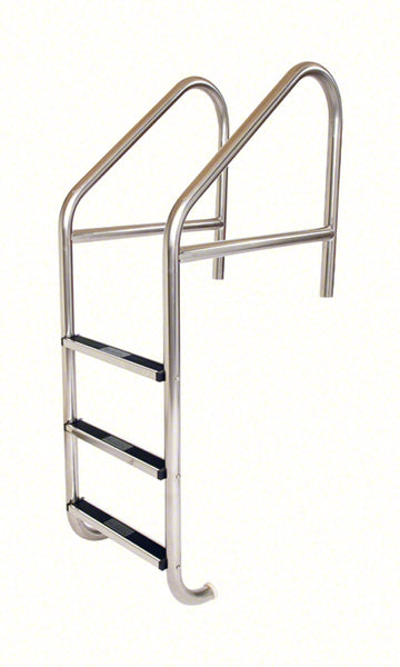 3-Step 29 Inch Wide Standard Cross-Braced Plus Commercial Ladder 1.90 x .109 Inch - Stainless Treads