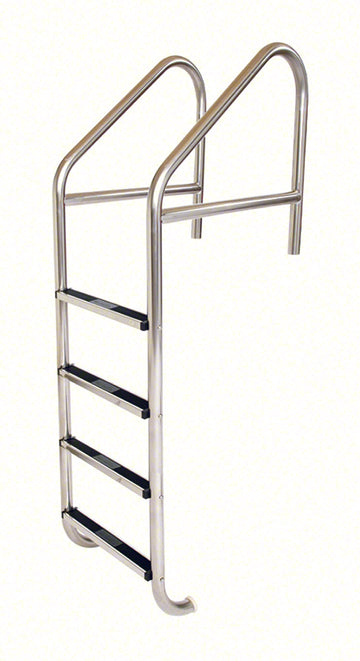 4-Step 23 Inch Wide Standard Cross-Braced Plus Commercial Ladder 1.90 x .065 Inch - Stainless Treads