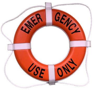 Emergency Use Only USCG Solid Foam 24 Inch Life Ring Buoy - Orange