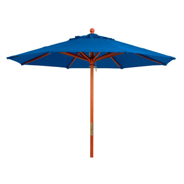 Market Umbrella - 7 Foot Diameter - Wooden Pole - Pacific Blue