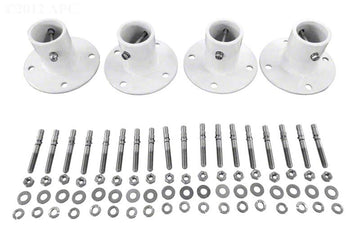 Aluminum Deck-Mounted Anchor Flange Kit for 1.90 Inch O.D. - Set of 4 Flanges With Hardware