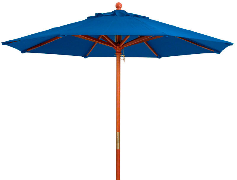 9 orange patio umbrella Grosfillex Market Umbrella - 9 Foot Diameter - Wooden Pole - Pacific Blue