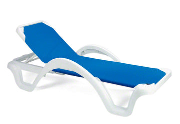 Catalina Adjustable Sling Chaise Lounge - Blue with White Frame (Must Order in Multiples of 2)