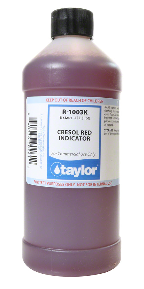 Taylor Cresol Red Indicator - 16 Oz. Bottle - R-1003K-E