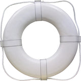 USCG Solid Foam 20 Inch Life Ring Buoy With Webbing - White
